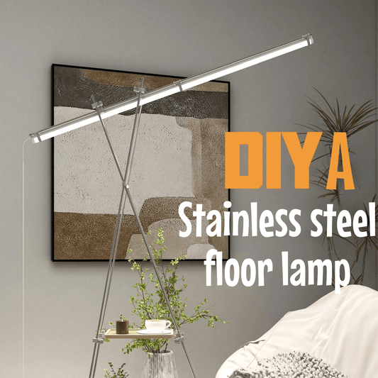 DIY Stainless Steel Floor Lamp with Shelves